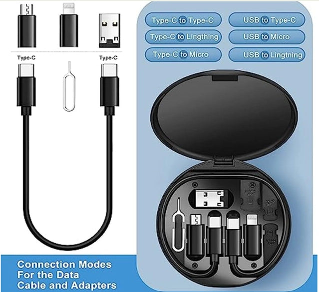 Mini Multi-Functional Fast Charging Data Cable Set (Pack of 1)