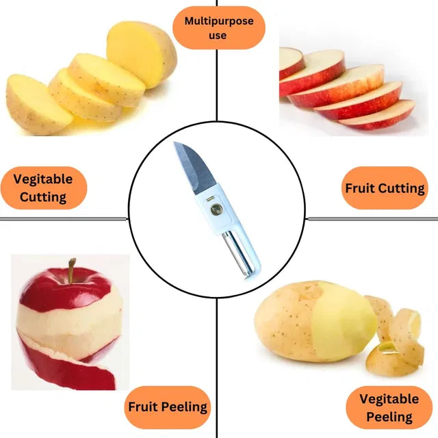 Kitchen Knife Peeler for Fruit 2 in 1 Knife and Peeler for Kitchen with Case Stainless Steel