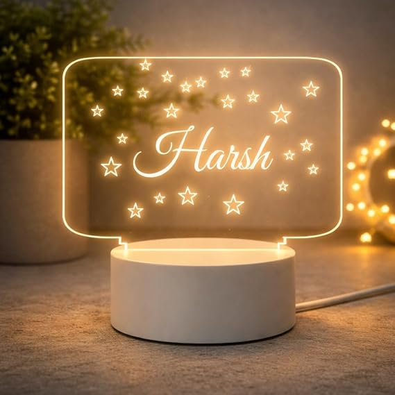 Customized Name LED Night Lamp – Personalized 3D Illusion Acrylic Light with Warm White Glow – USB Powered Table Lamp for Bedroom, Gift for Kids, Couples, Friends, Home Décor (Lamp 3)