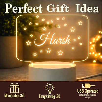 Customized Name LED Night Lamp – Personalized 3D Illusion Acrylic Light with Warm White Glow – USB Powered Table Lamp for Bedroom, Gift for Kids, Couples, Friends, Home Décor (Lamp 3)
