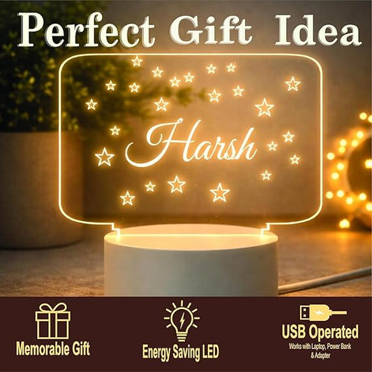 Customized Name LED Night Lamp – Personalized 3D Illusion Acrylic Light with Warm White Glow – USB Powered Table Lamp for Bedroom, Gift for Kids, Couples, Friends, Home Décor (Lamp 3)