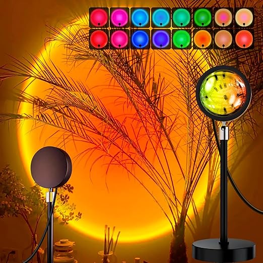 One94Store RGB Sunset Projection Lamp – 16 Color Modes LED Night Light with Remote for Bedroom, Romantic Decor, Valentine Day Gift, Love Gift for Her, Couple Gift, Ambient Mood Lighting