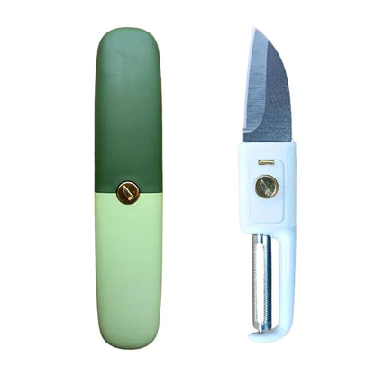 Kitchen Knife Peeler for Fruit 2 in 1 Knife and Peeler for Kitchen with Case Stainless Steel