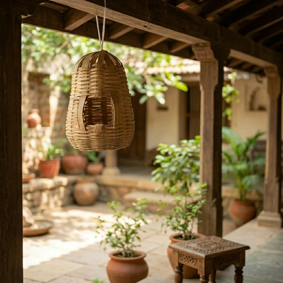 Woev1Svi98 Eco-Friendly Handwoven Bamboo Bird Nest – Natural Garden Shelter - Image 1