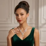 Elegant Silver Plated American Diamond Choker Necklace and Earrings Set for Women and Girls - Image 2