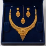 1 Gram Gold Plated Solid Hasali Temple Jewellery Necklace Set with Matching Earrings for Women
