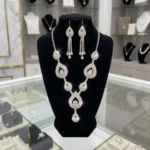 Elegant Silver Plated American Diamond Choker Necklace and Earrings Set for Women and Girls